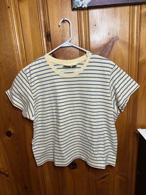 L.L. Bean Cream Tee with Blue Stripes